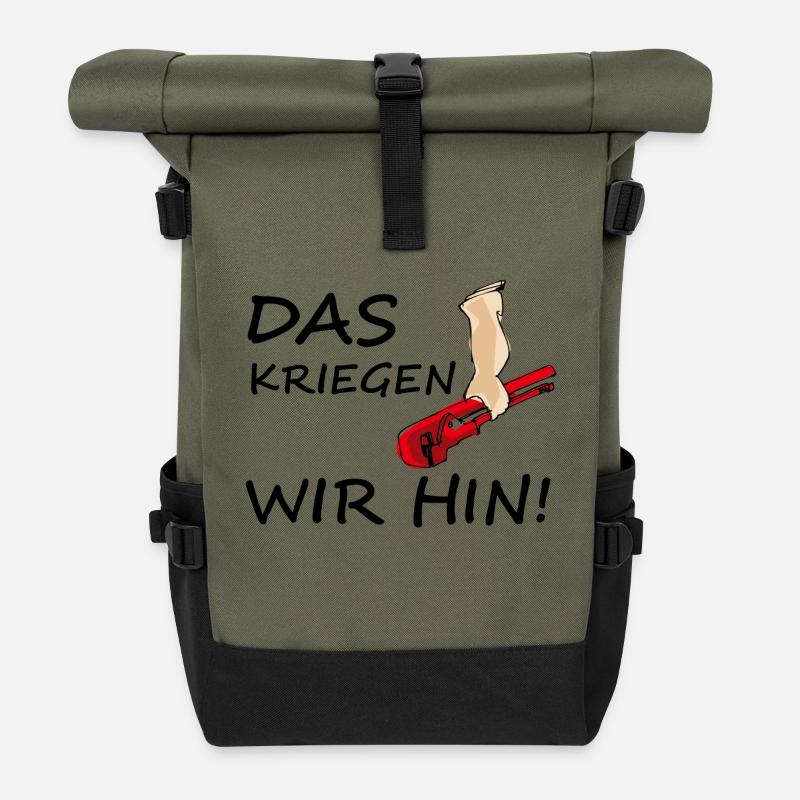 Das kriegen wir hin! black - Rolltop Rucksack - Olive/Schwarz
