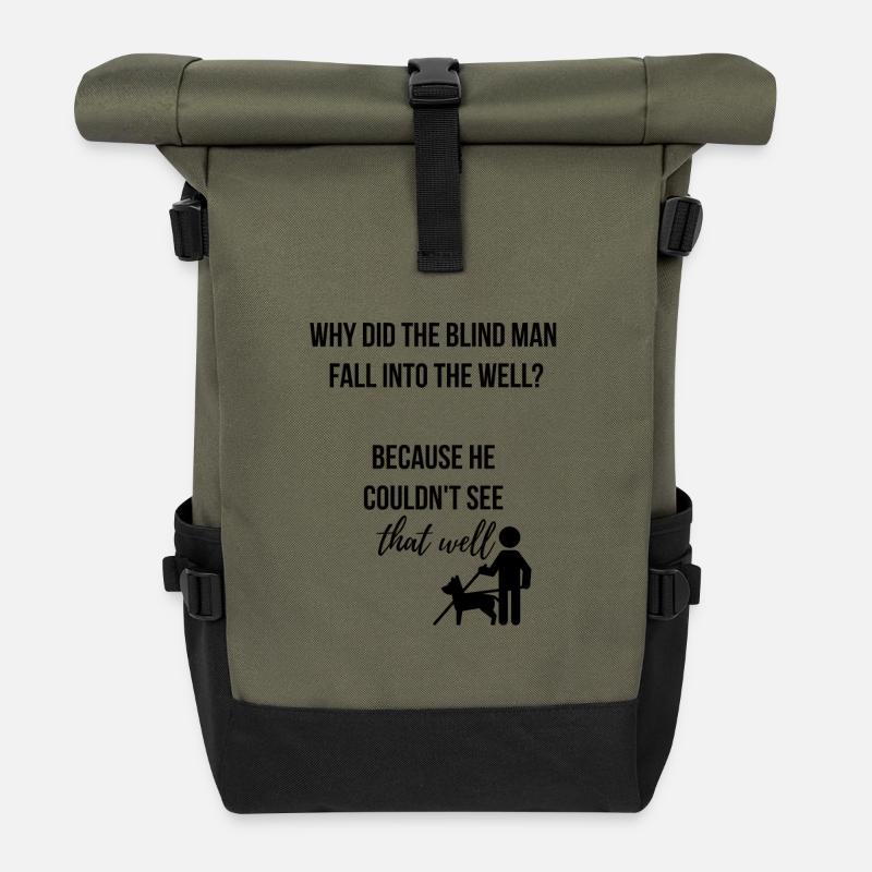 Blind man fall into the well - Rolltop Rucksack - Olive/Schwarz