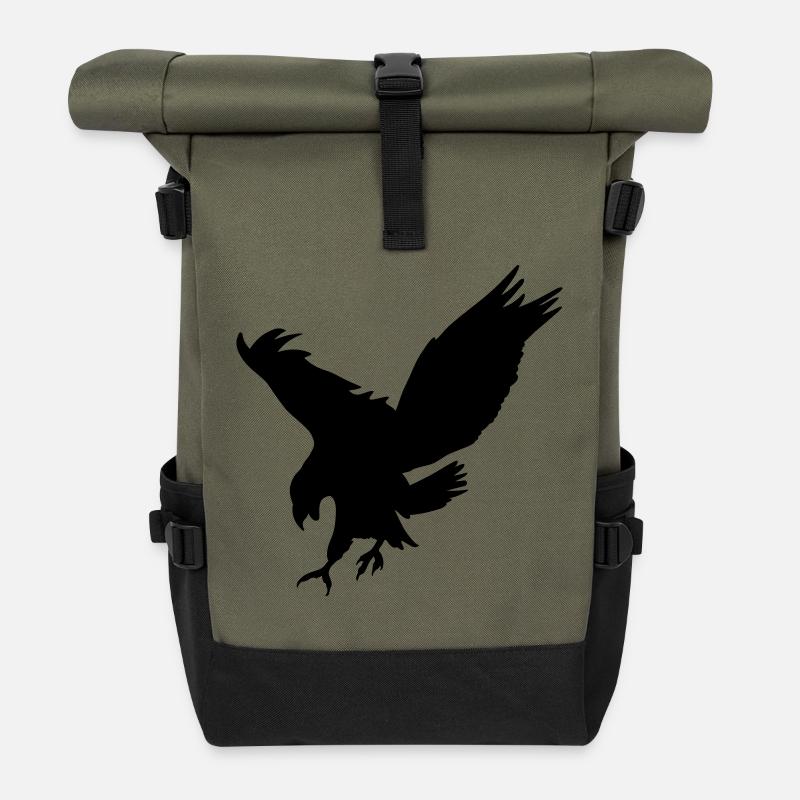 Rabe Tier Idee Geschenk Schnabel Krallen Vogel - Rolltop Rucksack - Olive/Schwarz