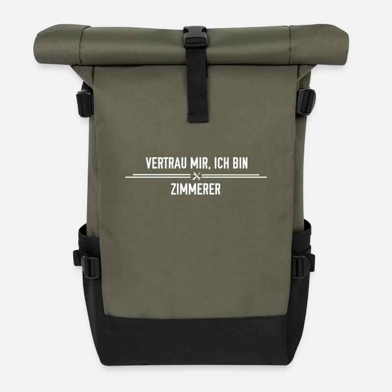 Vertrau mir, ich bin Zimmerer! - Rolltop Rucksack - Olive/Schwarz