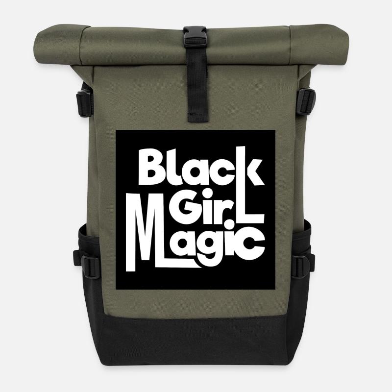 Black Girl Magic 2 Texte blanc - Sac à dos roll top - olive/noir