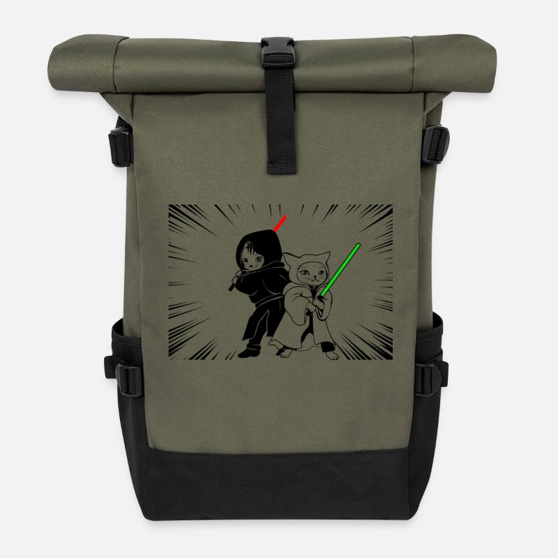 Action Katzen - Roll Top Backpack - olive/black
