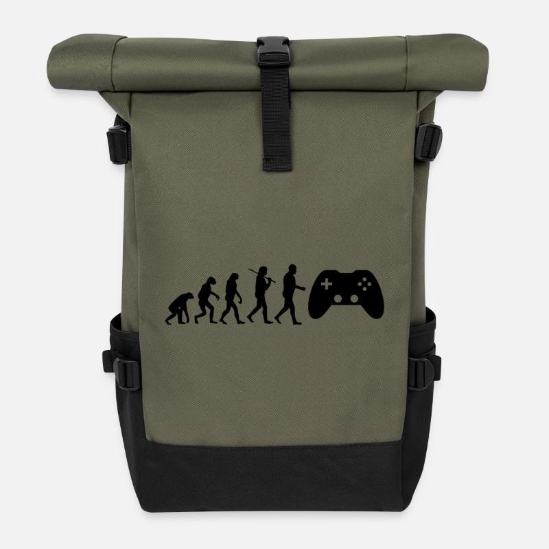 Gaming Evolution Entwicklung des Gaming Geschenk - Rolltop Rucksack - Olive/Schwarz