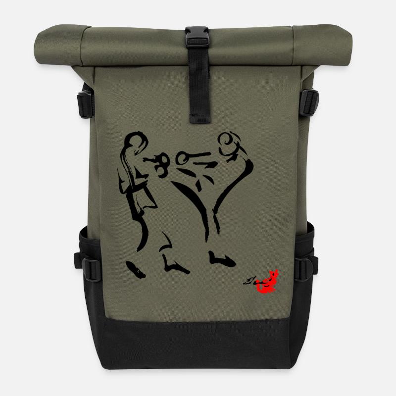 MUAY THAI, BOXE THAI, BOXE THAI, - Sac à dos roll top - olive/noir
