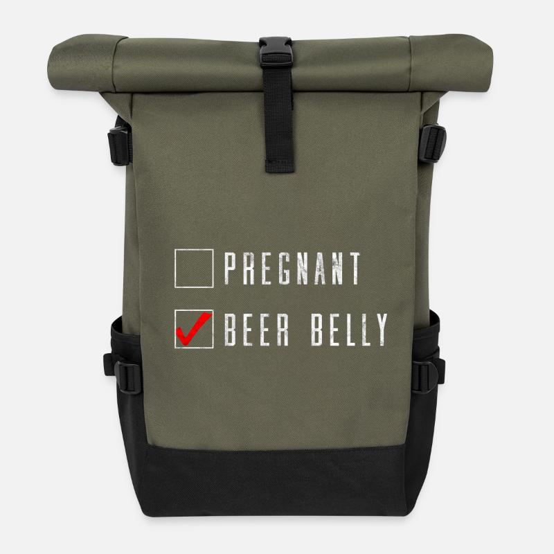 Enceinte bébé Bump vs. Bière idée cadeau du ventre - Sac à dos roll top - olive/noir