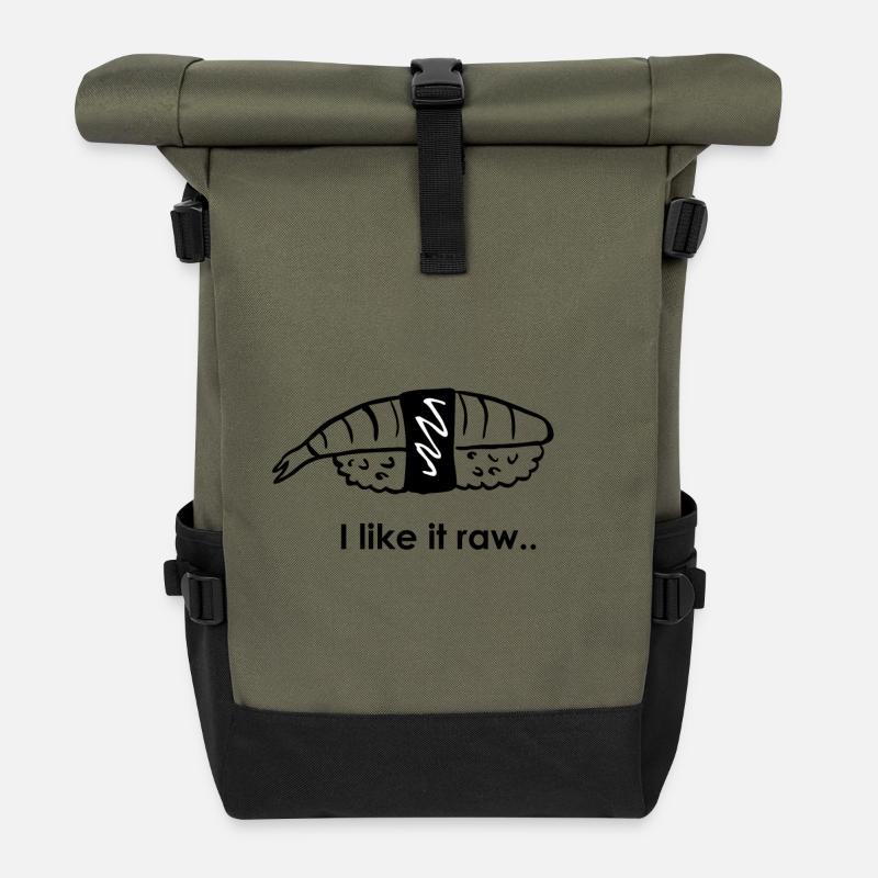 LIKE IT RAW | BLACK & WHITE - Sac à dos roll top - olive/noir