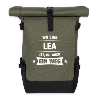 LEA Spruch Geschenkidee Geburtstag Witzig Geschenk - Rolltop Rucksack - Olive/Schwarz - Vorne