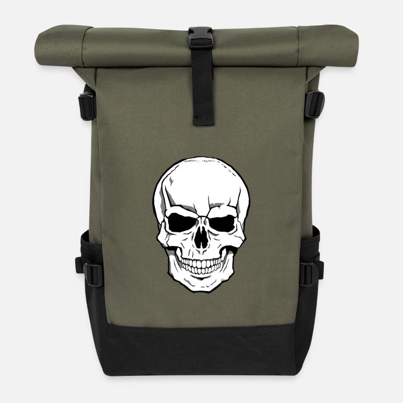 Skull - Rolltop Rucksack - Olive/Schwarz