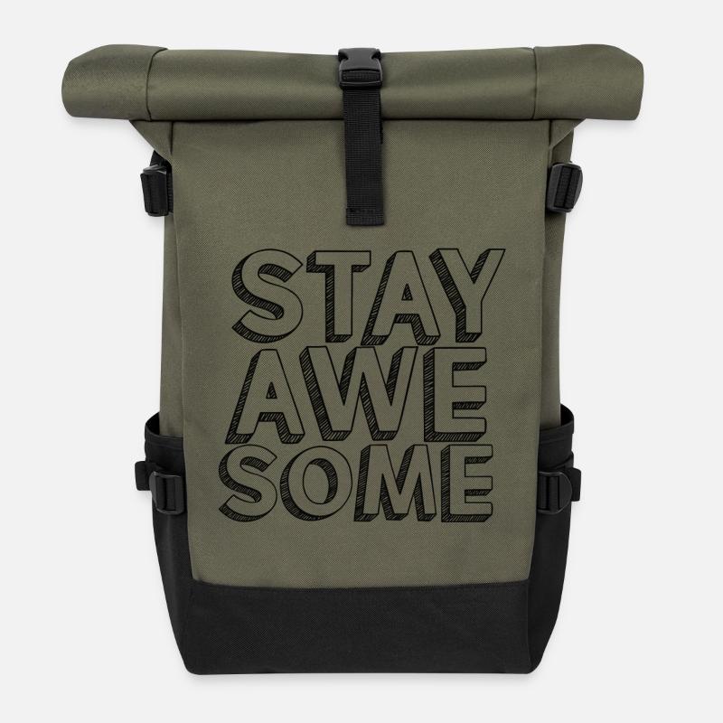 Bleibe Großartig - Rolltop Rucksack - Olive/Schwarz