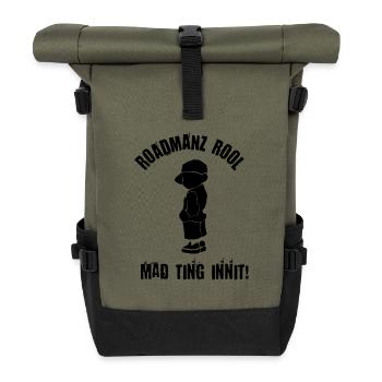 Roadmanz Rool - Mad Ting Innit - Schwarz - Rolltop Rucksack - Olive/Schwarz - Vorne