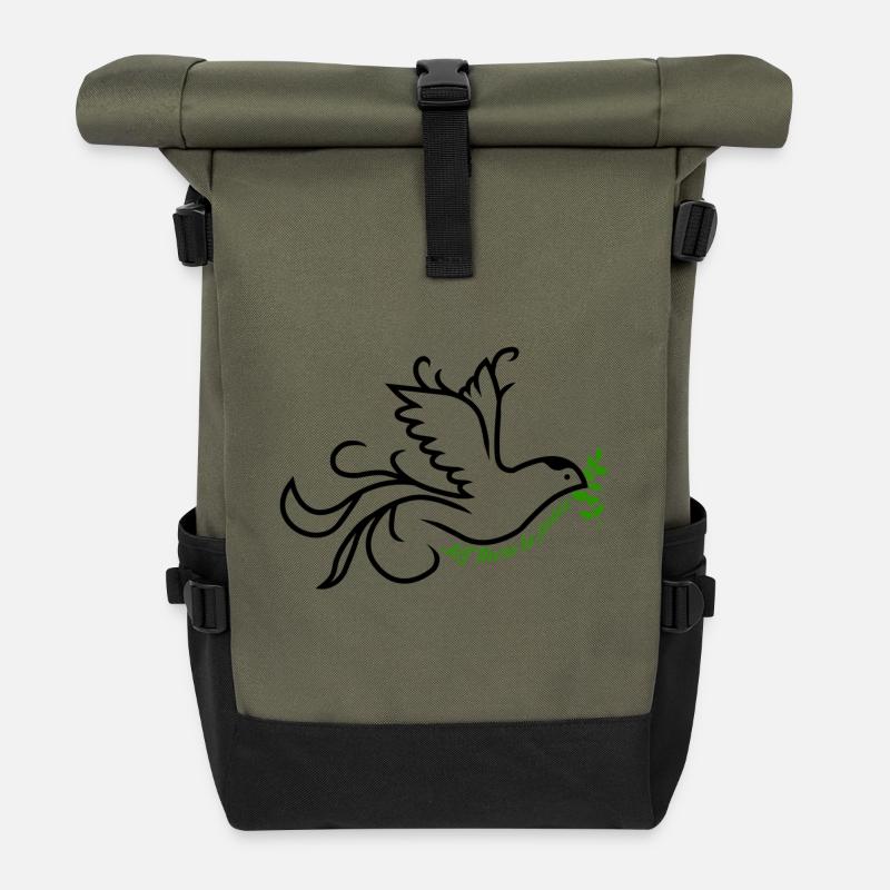 Friedenstaube - Rolltop Rucksack - Olive/Schwarz
