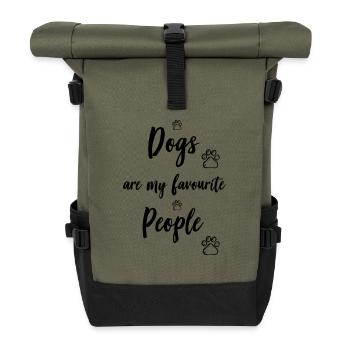 Dog paws motif - Roll Top Backpack - olive/black - Front