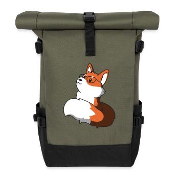 renard avec des lunettes idée cadeau idée nerd - Sac à dos roll top - olive/noir - Devant
