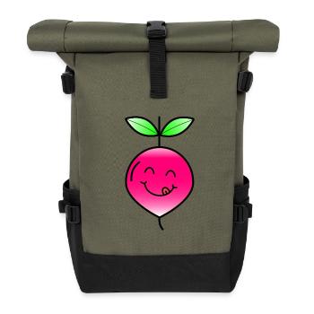 Radieschen Gemüse Gesund Essen Geschenk Idee - Rolltop Rucksack - Olive/Schwarz - Vorne