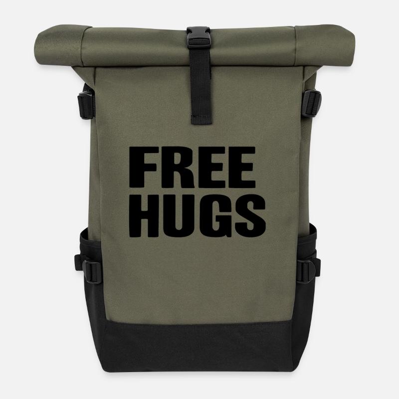 Gratuit câlin amical heureux cadeau idée - Sac à dos roll top - olive/noir