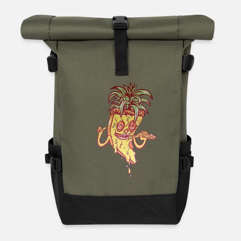 Pizza Ananas Mascotte Funky - Sac à dos roll top - olive/noir