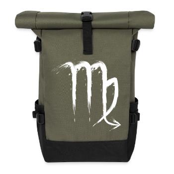 Skorpion Sternzeichen Scorpio Design Symbol Weiß - Rolltop Rucksack - Olive/Schwarz - Vorne