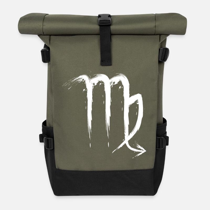 Skorpion Sternzeichen Scorpio Design Symbol Weiß - Rolltop Rucksack - Olive/Schwarz