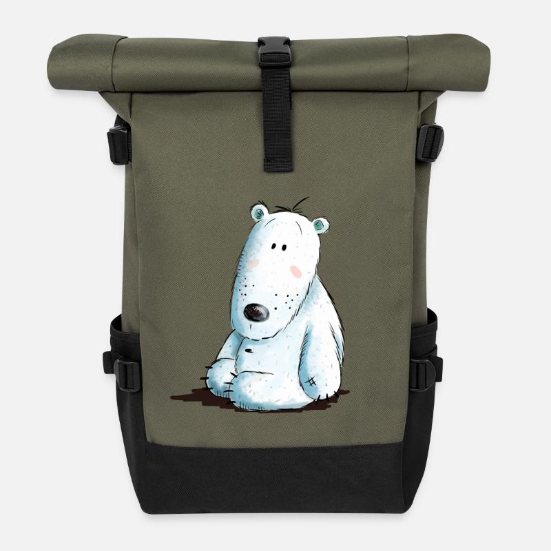 Sweet Eisbär Baby I Kinder Bären Geschenk - Rolltop Rucksack - Olive/Schwarz