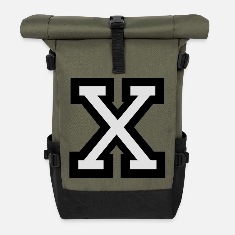 X Buchstabe X - Rolltop Rucksack - Olive/Schwarz