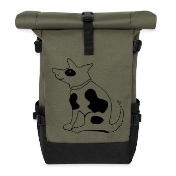 Funny spotted dog, terrier - Roll Top Backpack - olive/black - Front
