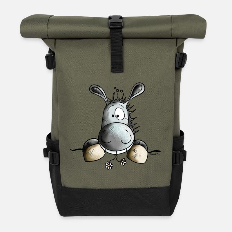 Süßer Esel - Rolltop Rucksack - Olive/Schwarz