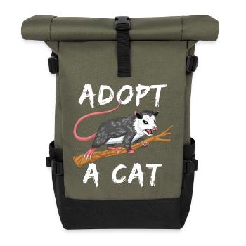 adopt a cat - Roll Top Backpack - olive/black - Front