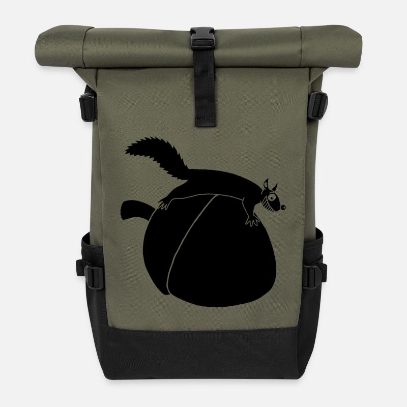 L'écureuil contre le gland (noir) - Sac à dos roll top - olive/noir