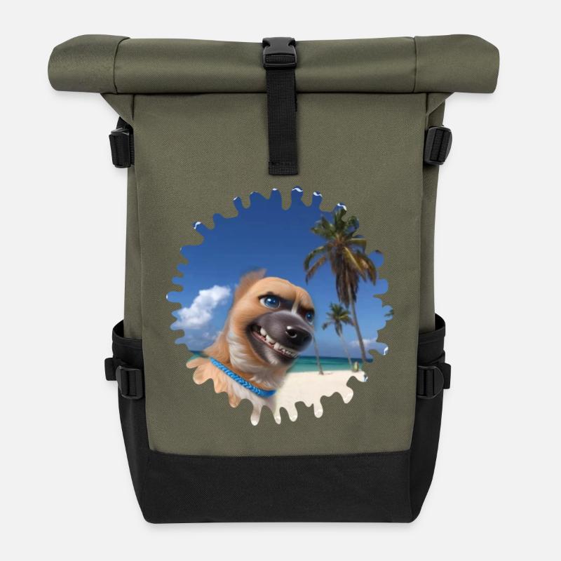 Crazy Beach Dog - Rolltop Rucksack - Olive/Schwarz