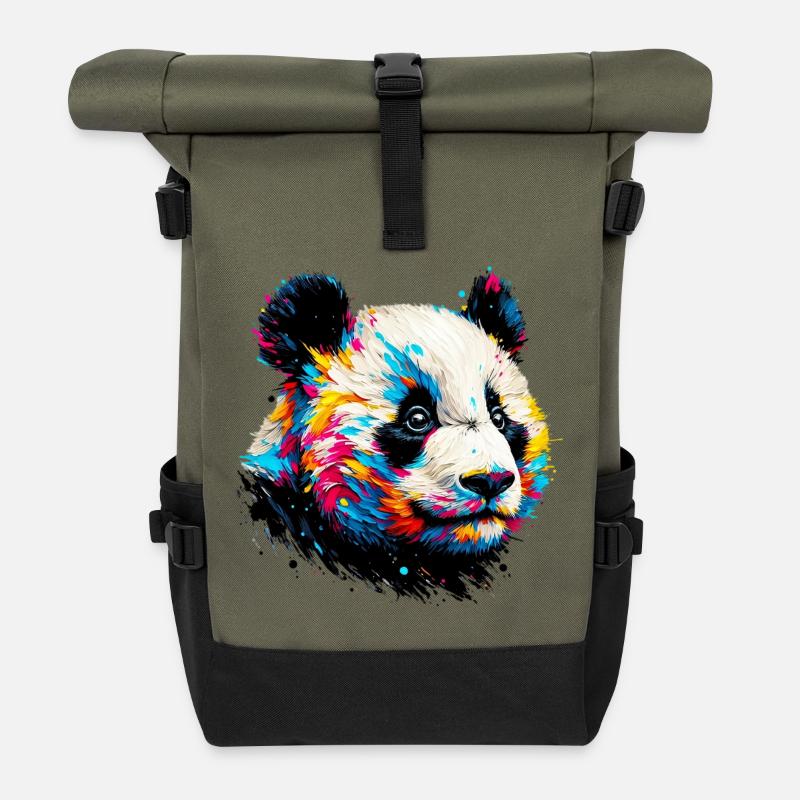 Panda - Rolltop Rucksack - Olive/Schwarz