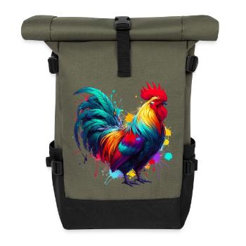 Rooster Hen - Roll Top Backpack - olive/black - Front