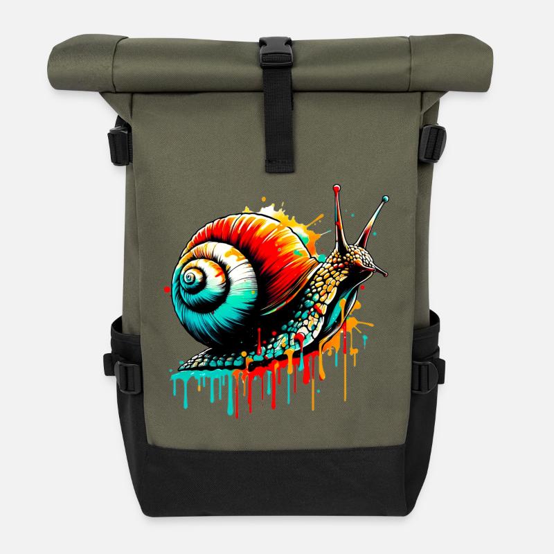 Schnecke - Rolltop Rucksack - Olive/Schwarz