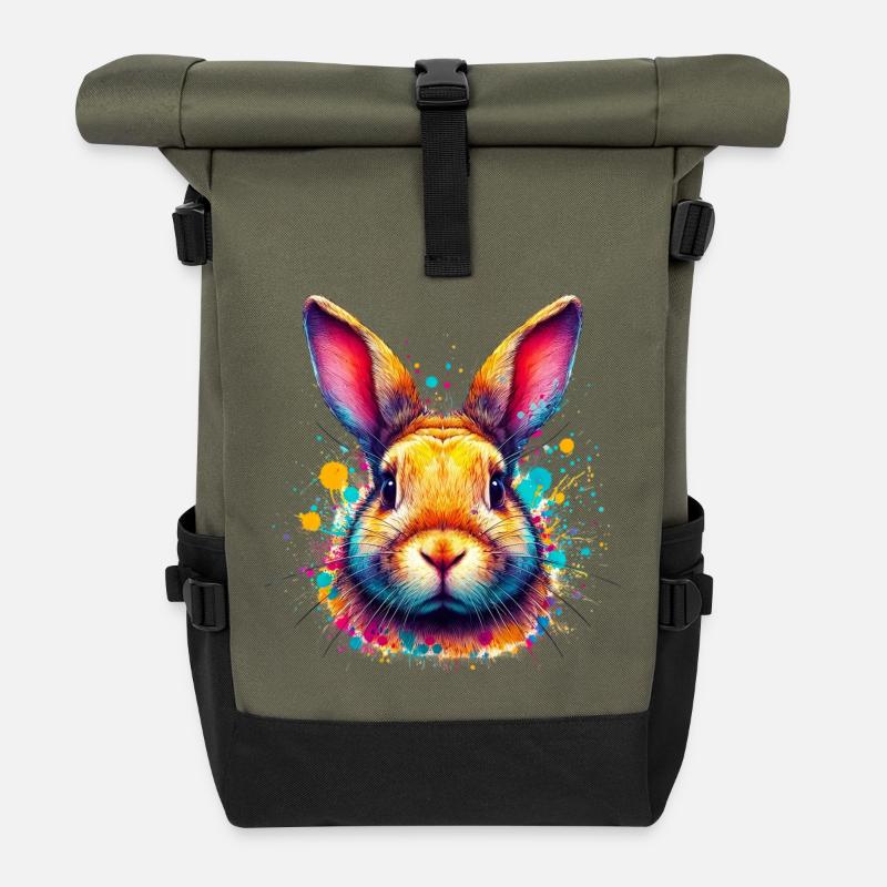 Kaninchen - Rolltop Rucksack - Olive/Schwarz