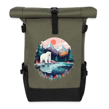 Polar Bear Wildlife Animal Nature Outdoors - Roll Top Backpack - olive/black - Front
