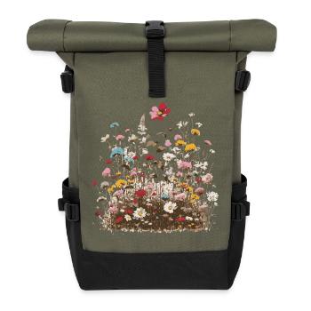 parfumé coloré fleur prairie printemps fleurs herbes - Sac à dos roll top - olive/noir - Devant
