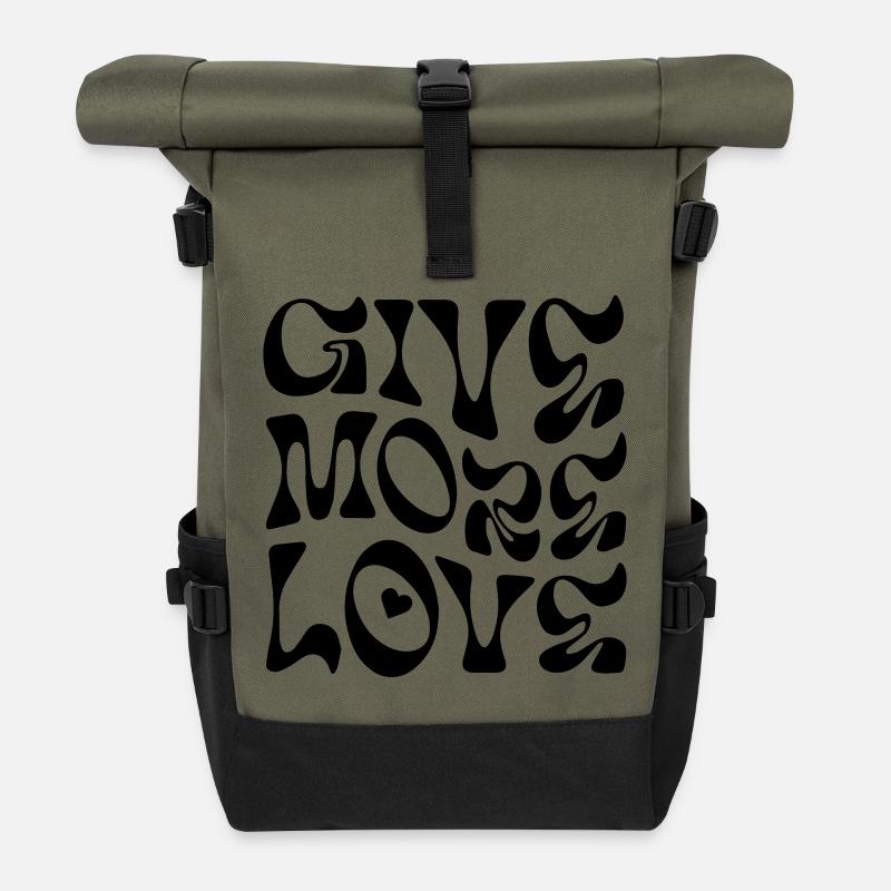 Give more love - Roll Top Backpack - olive/black
