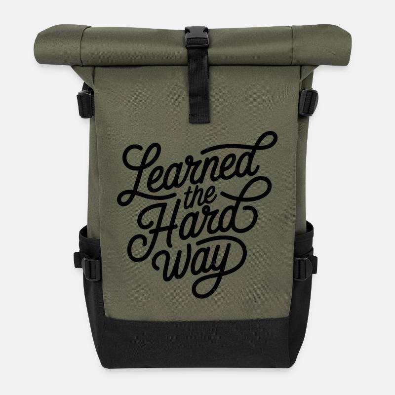 Leanred the hard way - Rolltop Rucksack - Olive/Schwarz