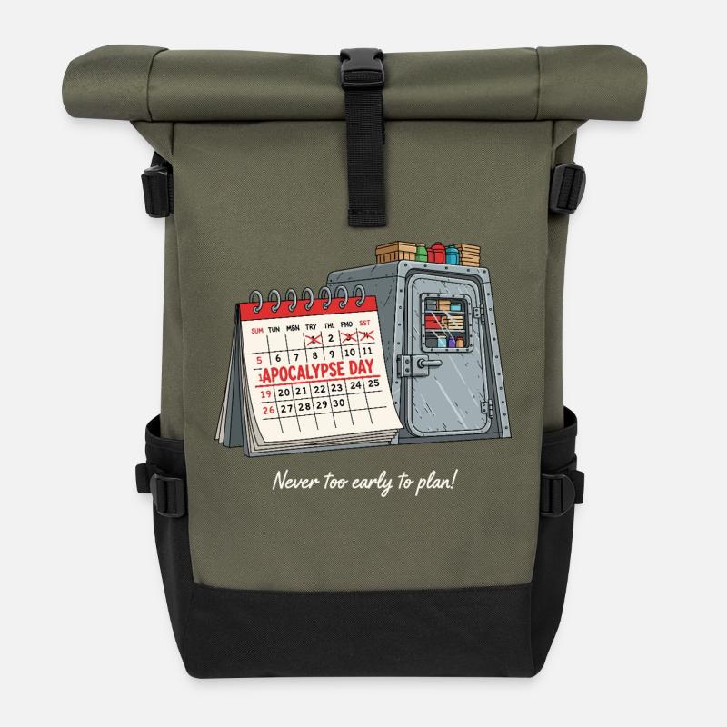Apokalypse Day - Plan B für den Notfall - Rolltop Rucksack - Olive/Schwarz