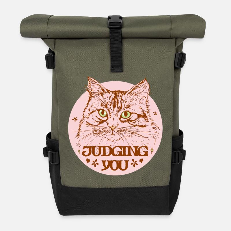 JUDGING YOU - Roll Top Backpack - olive/black