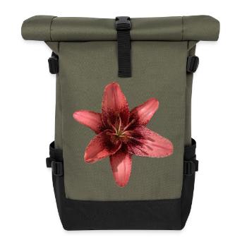 Design élégant de pétales de lys rose - Sac à dos roll top - olive/noir - Devant