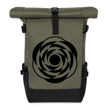 Hypnotischer Rosen-Kornkreis - Rolltop Rucksack - Olive/Schwarz - Vorne
