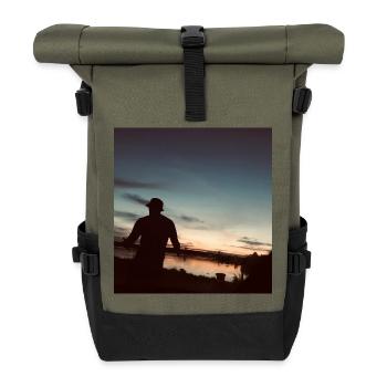 Flusslandschaft bei Sonnenuntergang - Rolltop Rucksack - Olive/Schwarz - Vorne