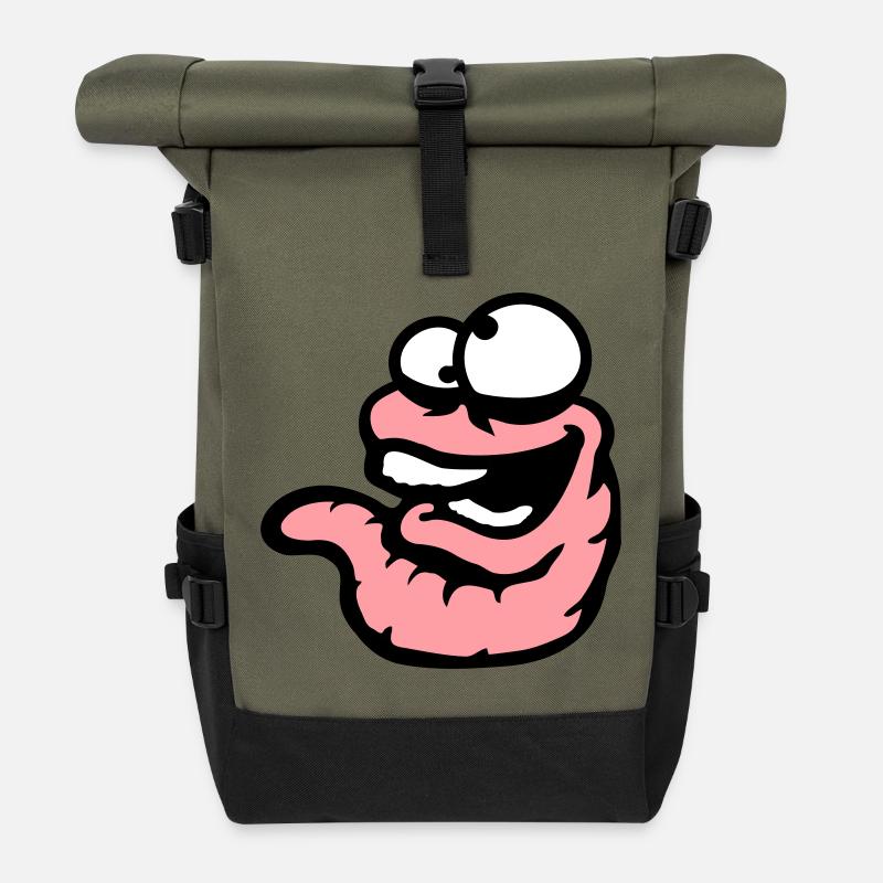 Wurm Lachend Verrückt Schielend Albern Dämlich - Rolltop Rucksack - Olive/Schwarz