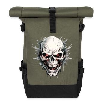 crâne squelette moto motard gang - Sac à dos roll top - olive/noir - Devant