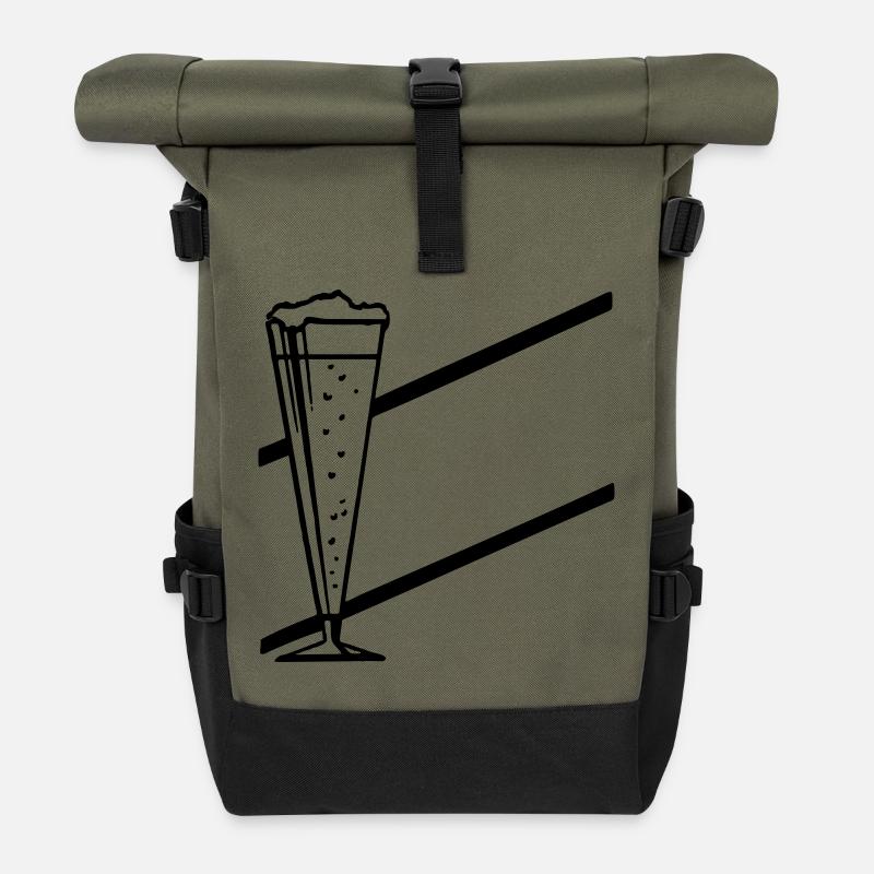 bar glass - Roll Top Backpack - olive/black