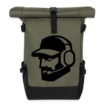 Cool gamer with beard and headphones - portrait - Roll Top Backpack - olive/black - Front