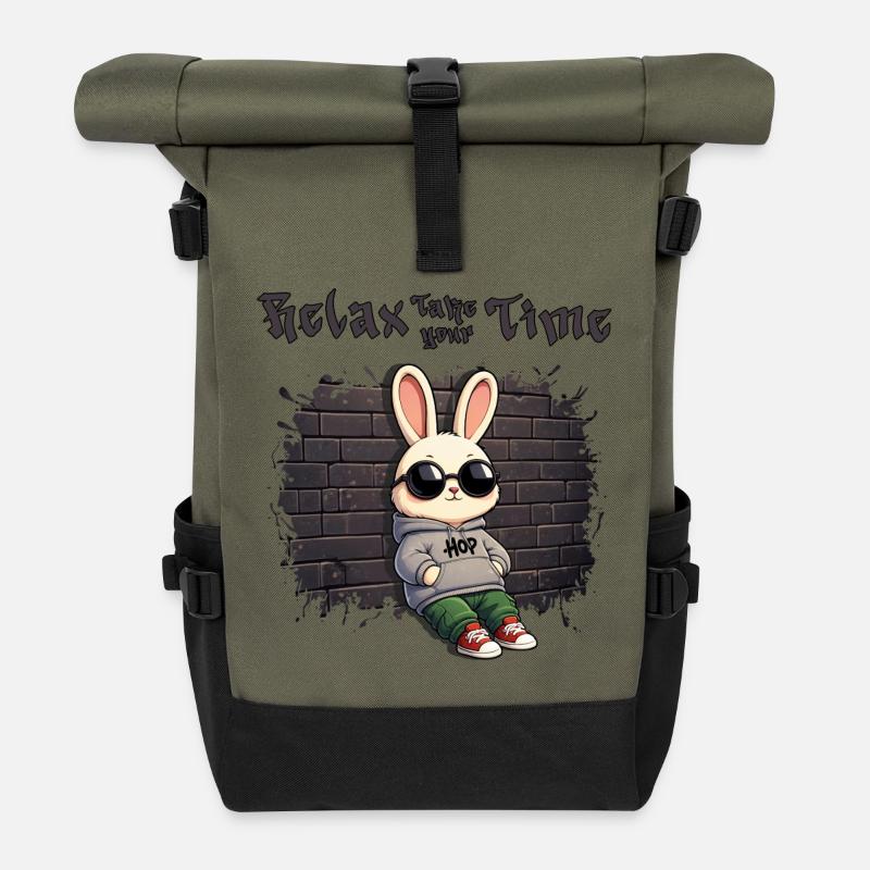 Bunny urbain - Sac à dos roll top - olive/noir