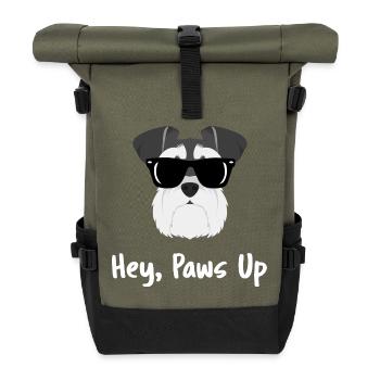 Cool Schnauzer Sunglasses Hey Paws Up Slogan - Roll Top Backpack - olive/black - Front