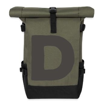 Minimal Letter D Bold Monogram Typography - Roll Top Backpack - olive/black - Front