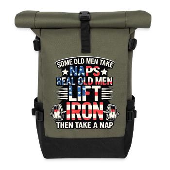 Alte Männer Amerika Fitness Joke  - Rolltop Rucksack - Olive/Schwarz - Vorne